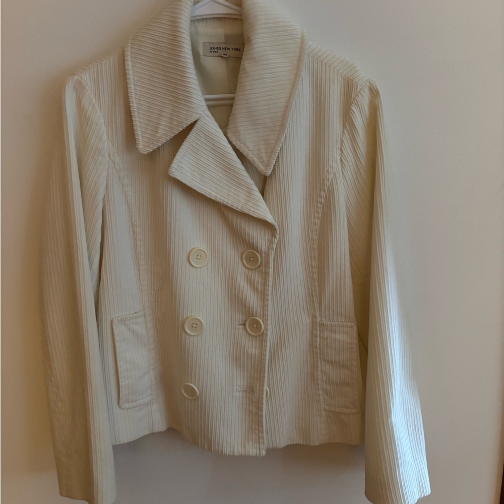 Jones New York Ivory Double-Breasted Pea Coat